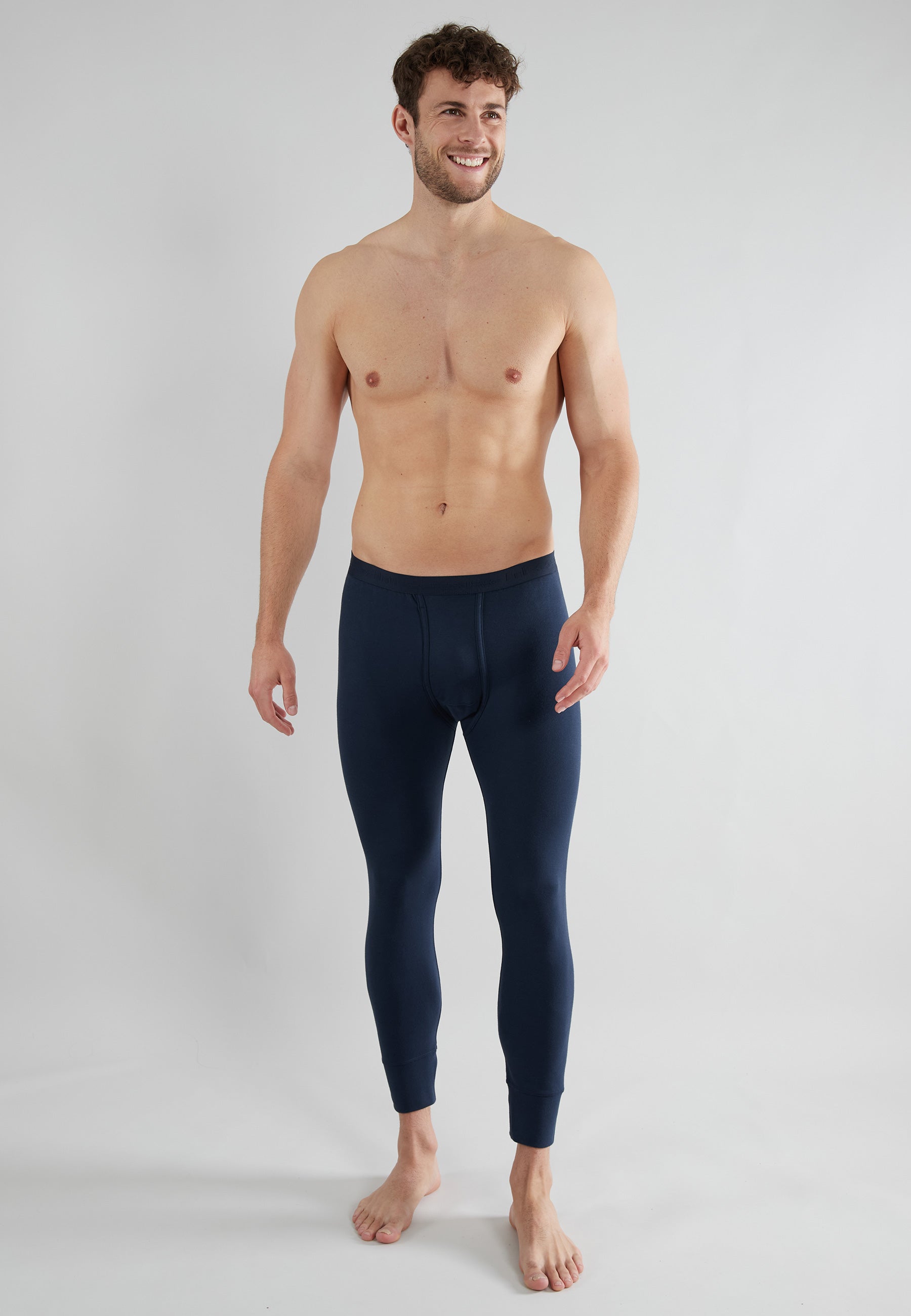 GÖTZBURG Herren lange Unterhose blau uni