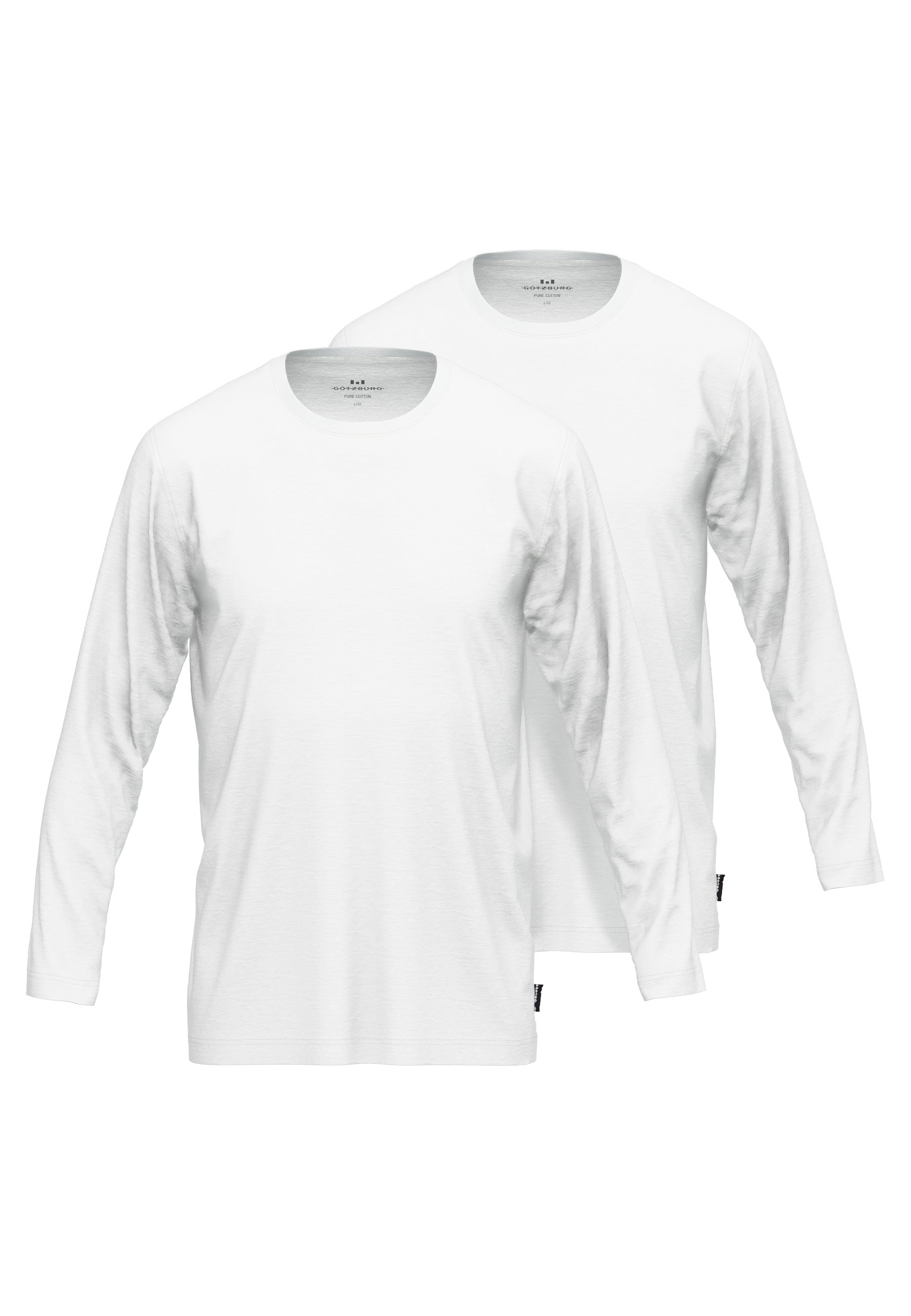 GÖTZBURG Herren Longsleeve weiß uni 2er Pack
