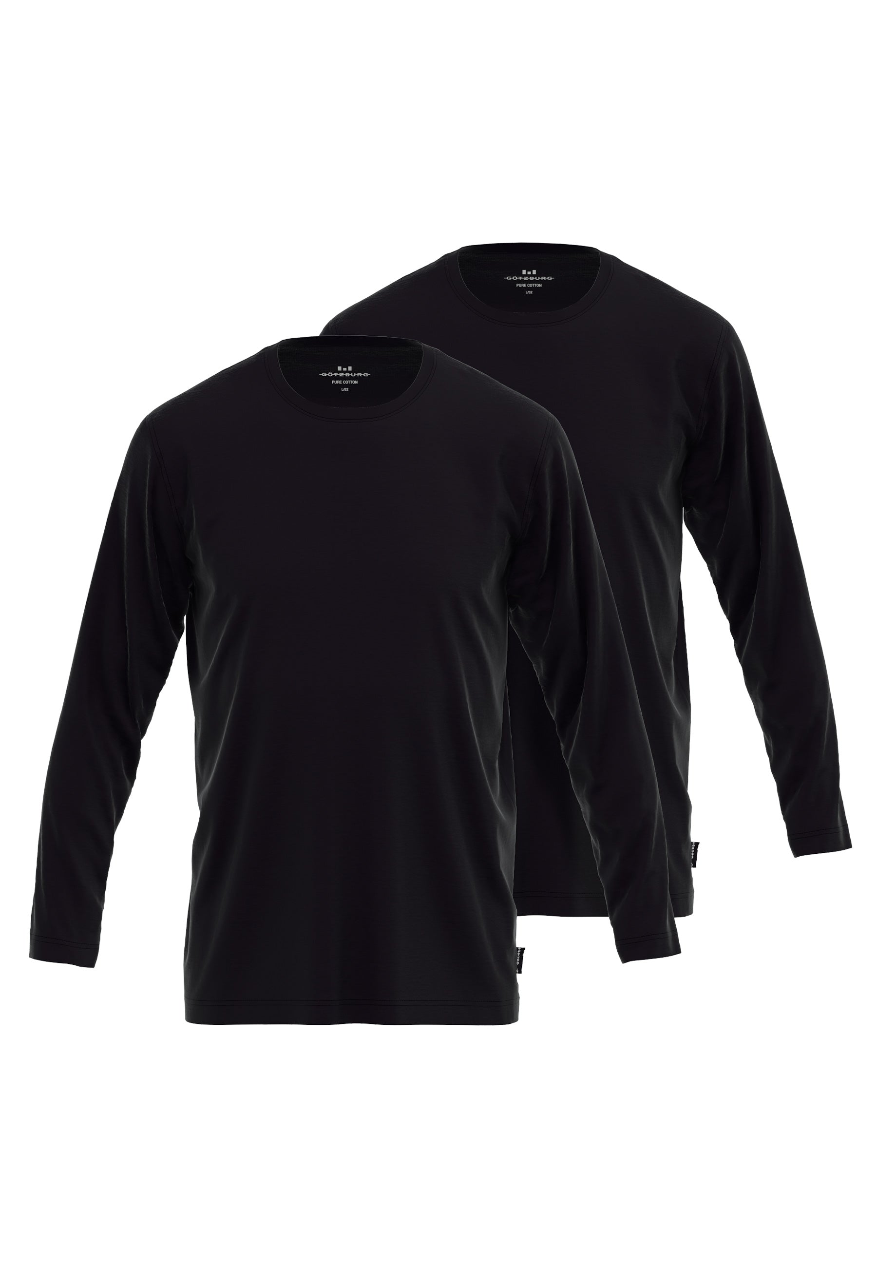 GÖTZBURG Herren Longsleeve schwarz uni 2er Pack