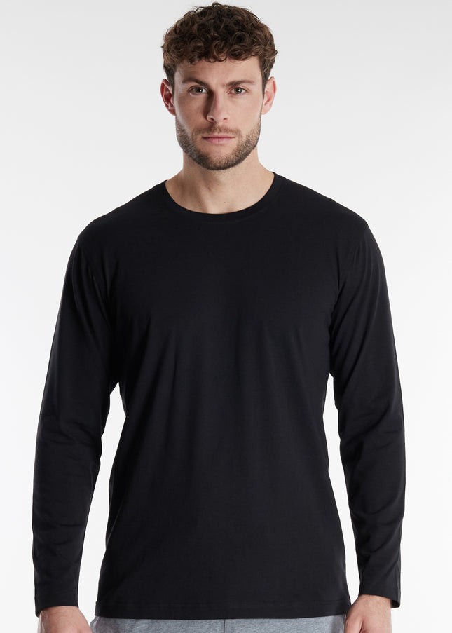 GÖTZBURG Herren Longsleeve schwarz uni 2er Pack