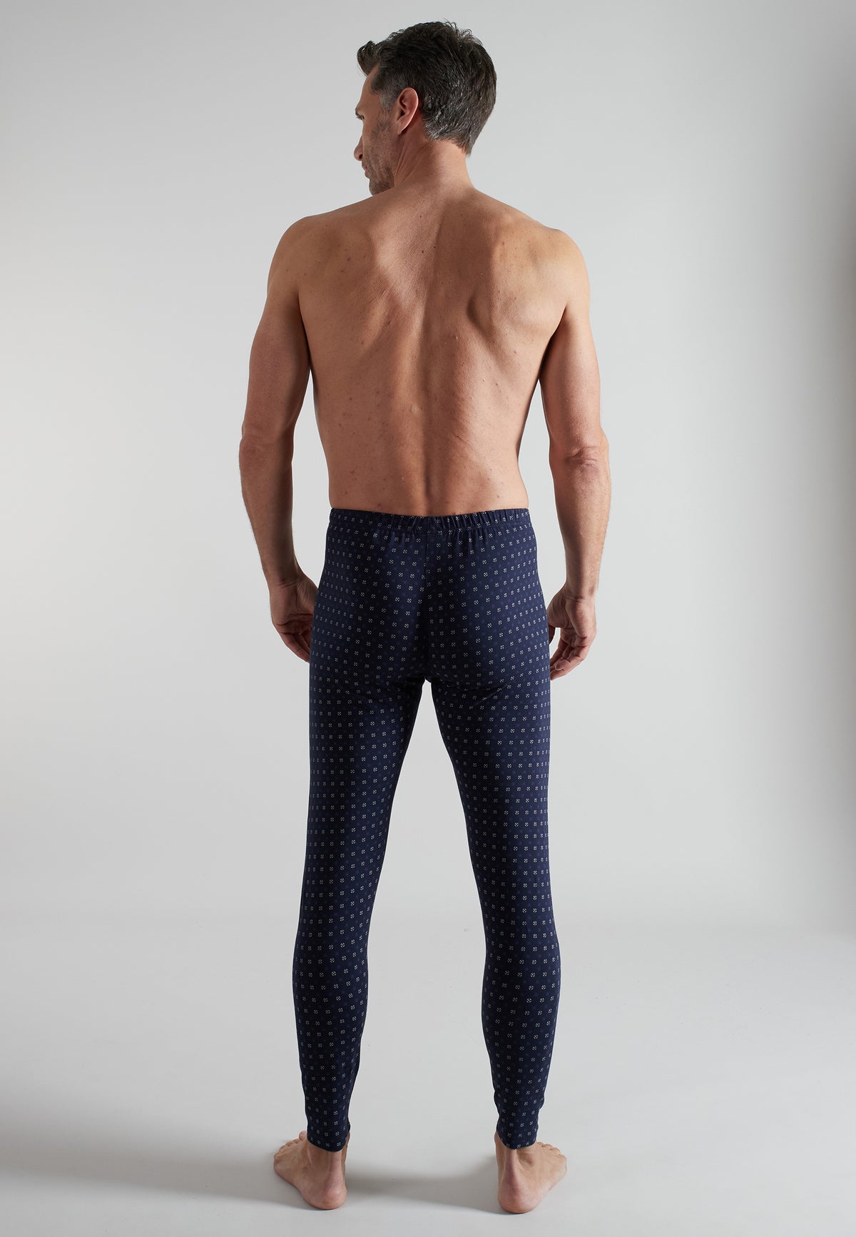 GÖTZBURG Herren lange Unterhose blau bedruckt