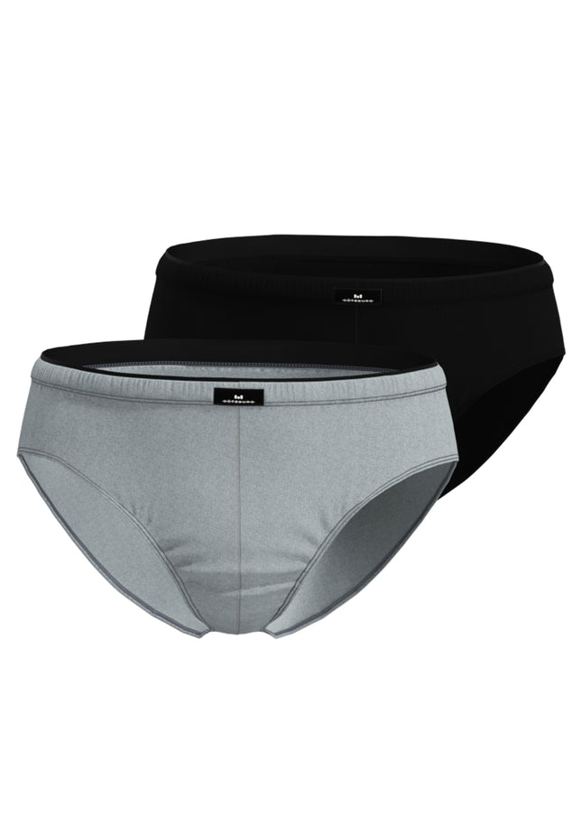GÖTZBURG Herren Slip grau uni 2er Pack